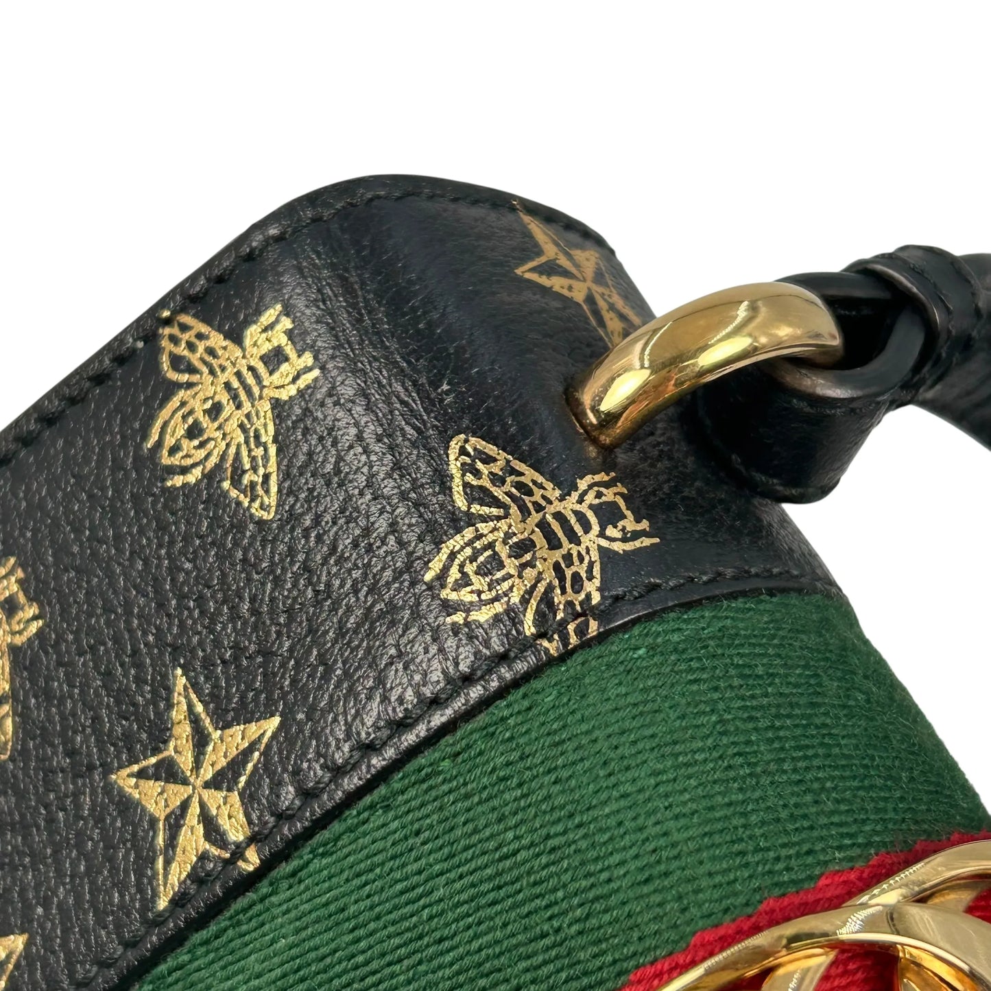 GUCCI Sylvie Web Line Hand Bag - Black