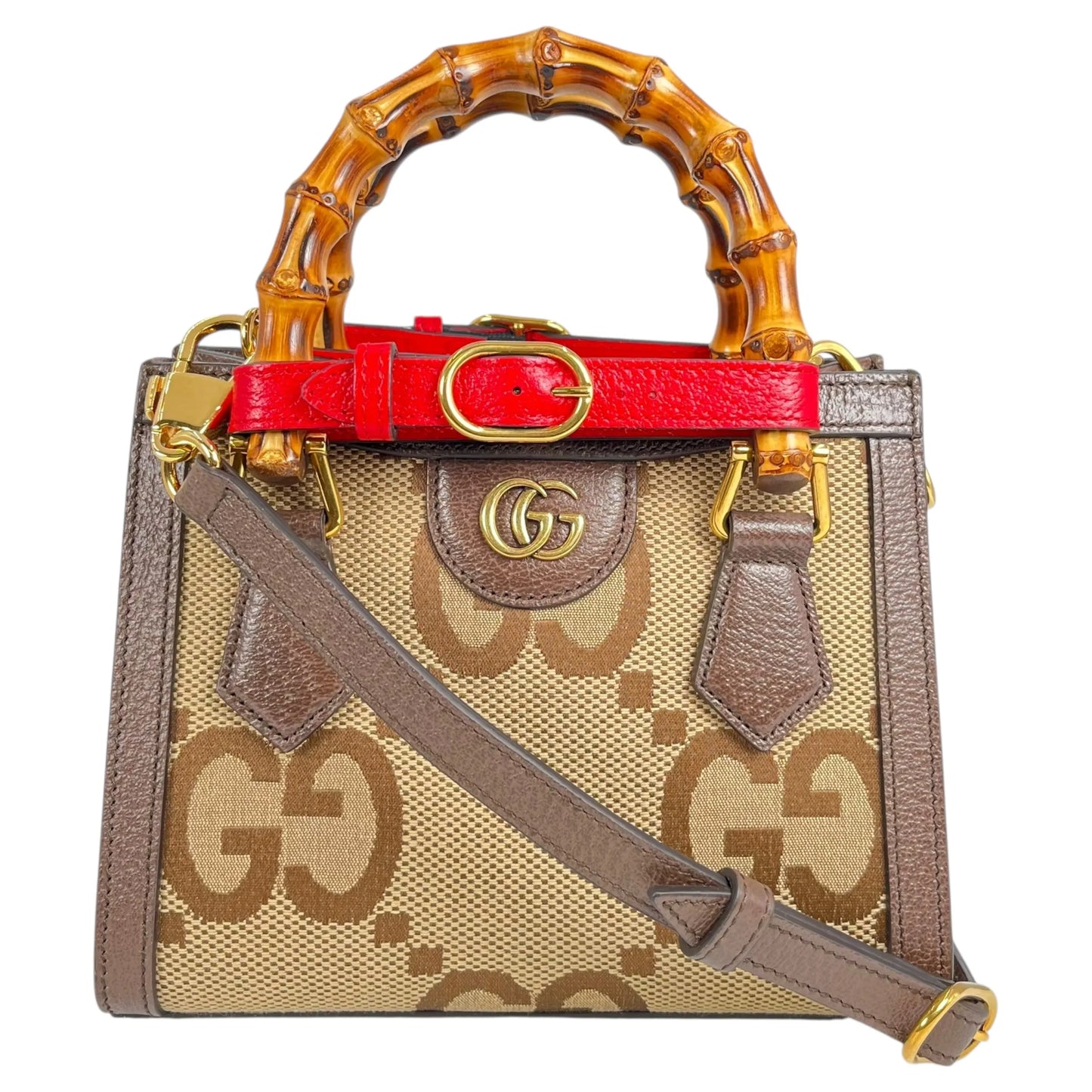 GUCCI Diana GG Bamboo Mini Hand Bag - Brown