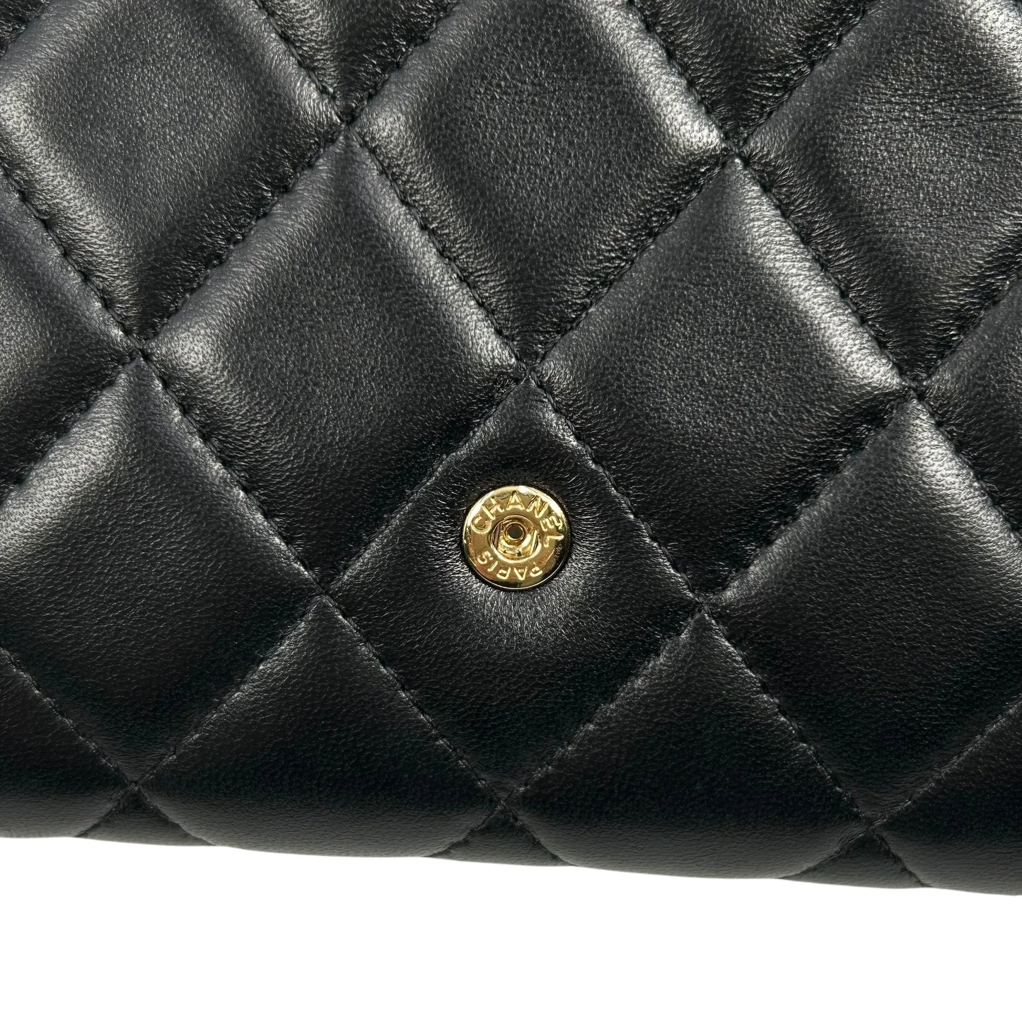 CHANEL CC Logo Lambskin Long Wallet - Black