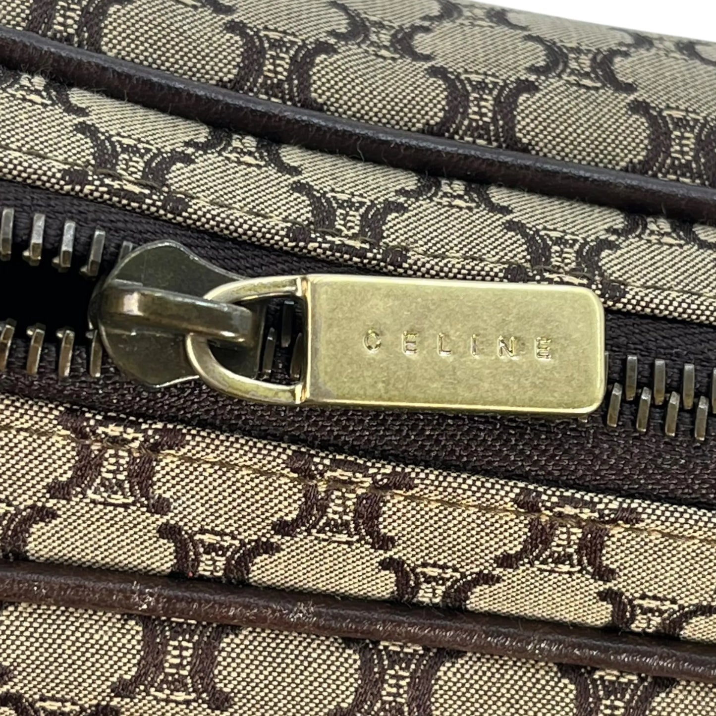 Celine Canvas Macadam Shoulder Bag - Brown