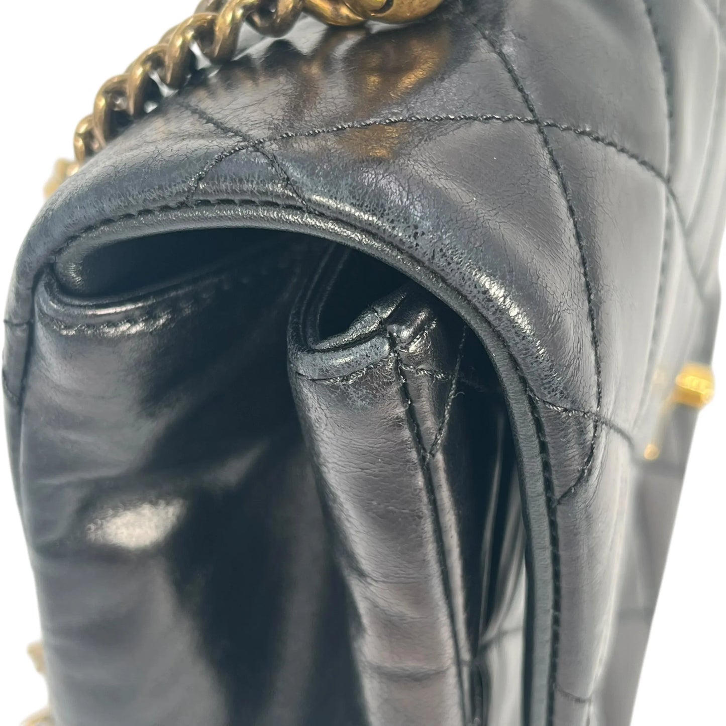 CHANEL Matelasse Top Handle Hand Bag Chain Shoulder Bag - Black