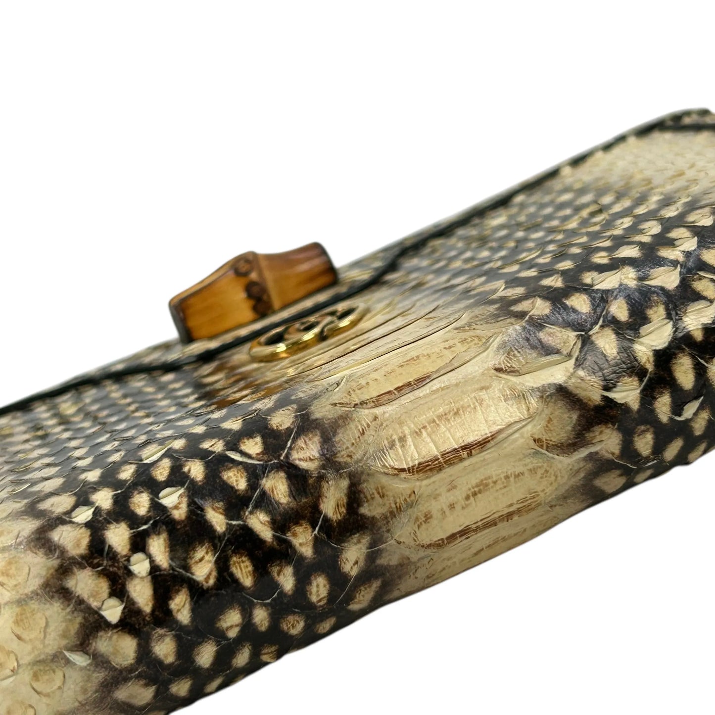 GUUCI Bamboo Zip Around Long Wallet - Beige × Brown
