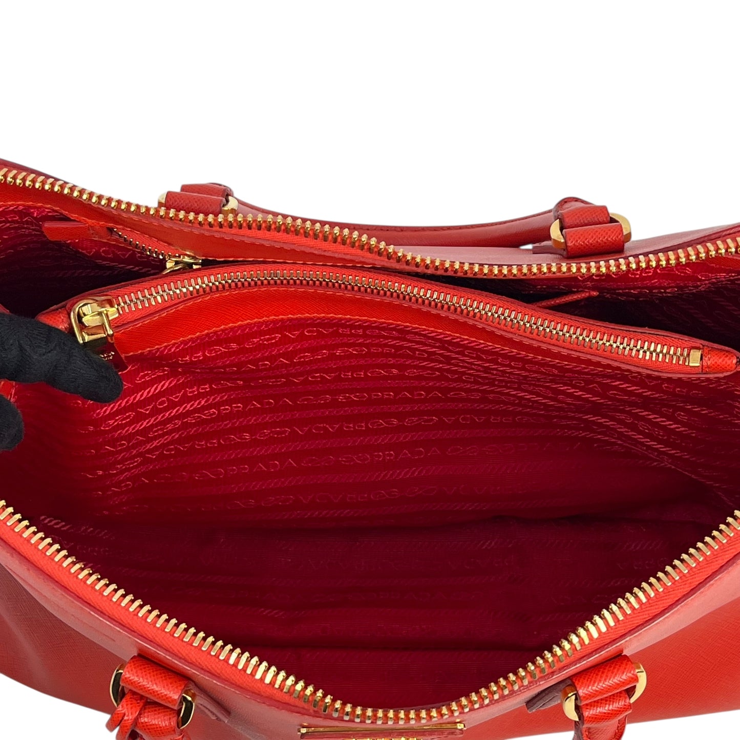 PRADA Galleria Saffiano Leather Hand Bag - Red