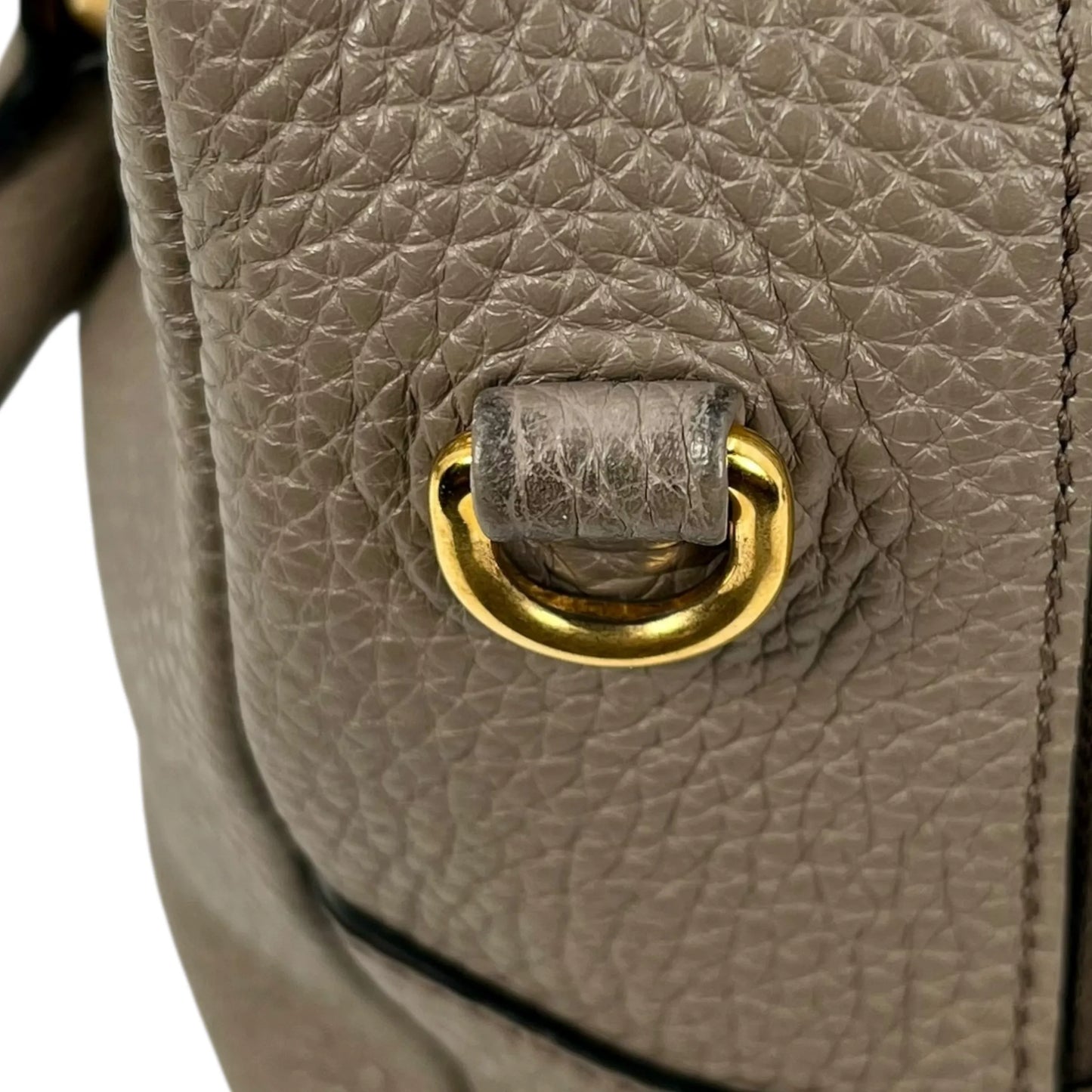 PRADA Vitello Leather Hand Bag - Gray