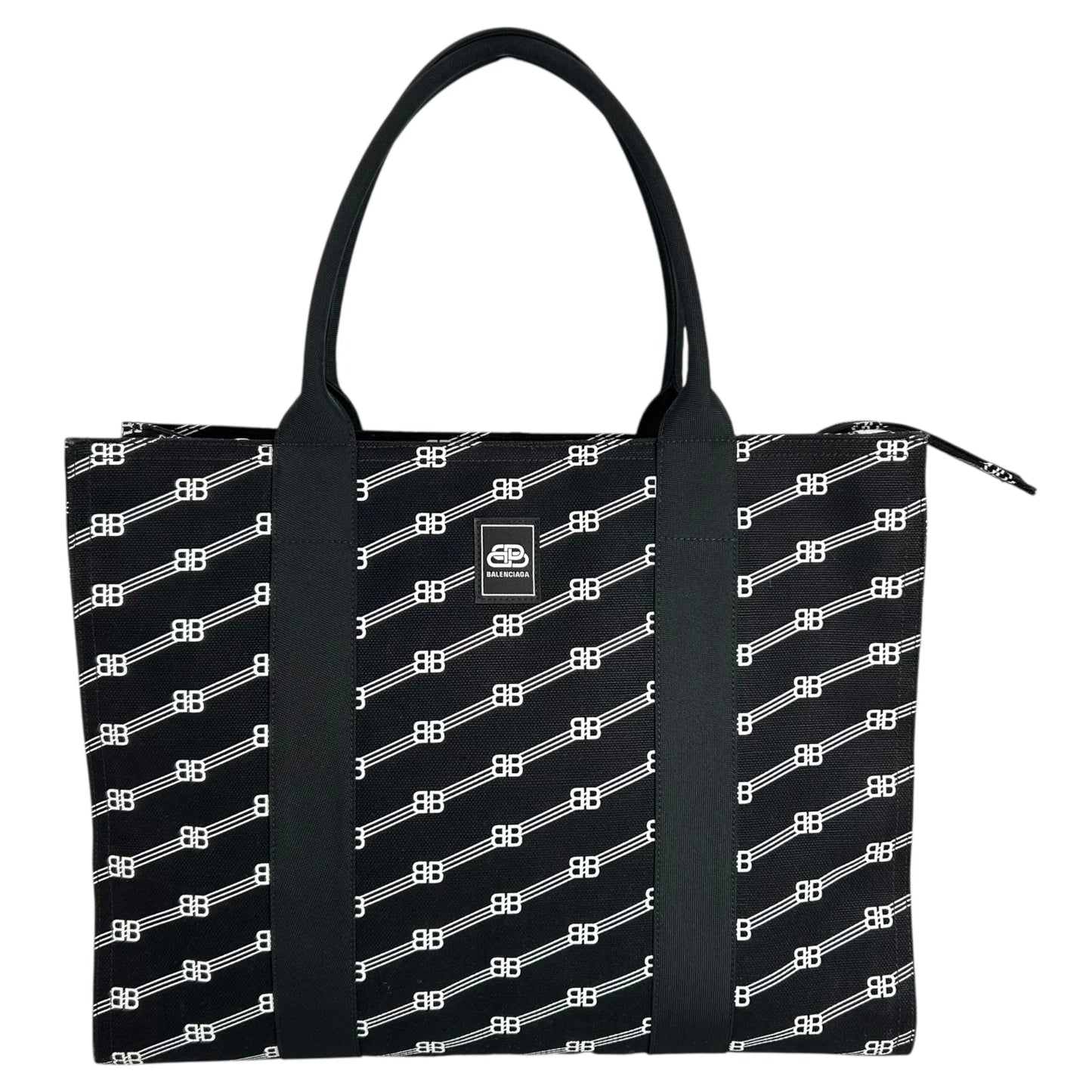 Balenciaga Large BB Monogram Hand Bag Tote Bag - Black