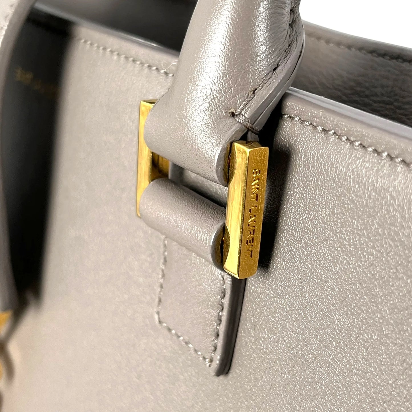 Saint Laurent Cabas Leather Hand Bag - Gray