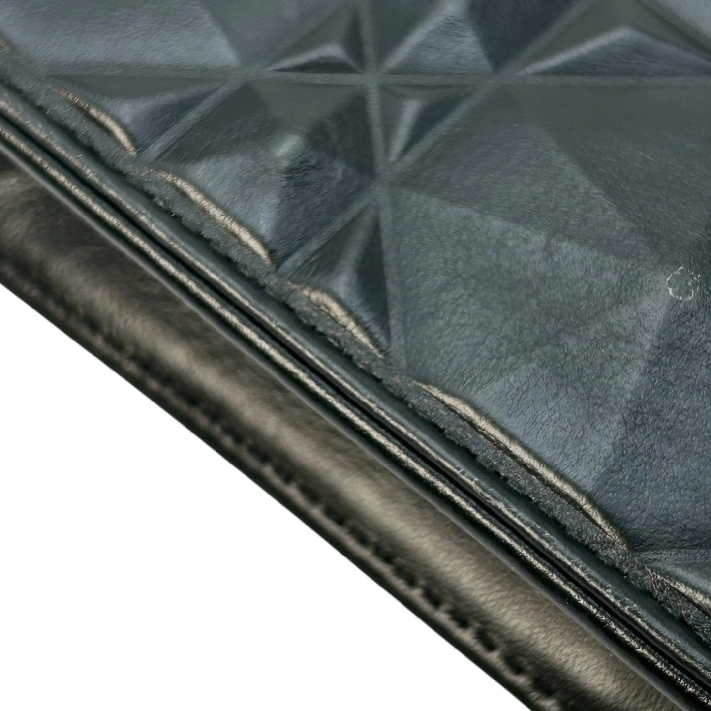 Dior Caro Diamond Calfskin Zipped Pouch With Chain Wallet Shoulder Bag - Black