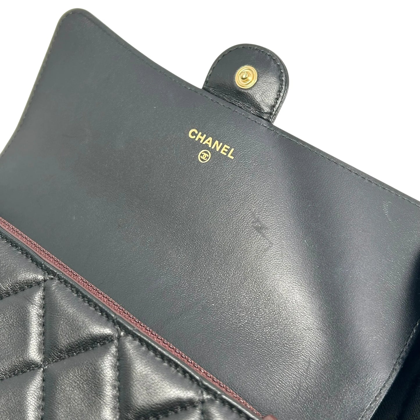 CHANEL CC Logo Lambskin Long Wallet - Black