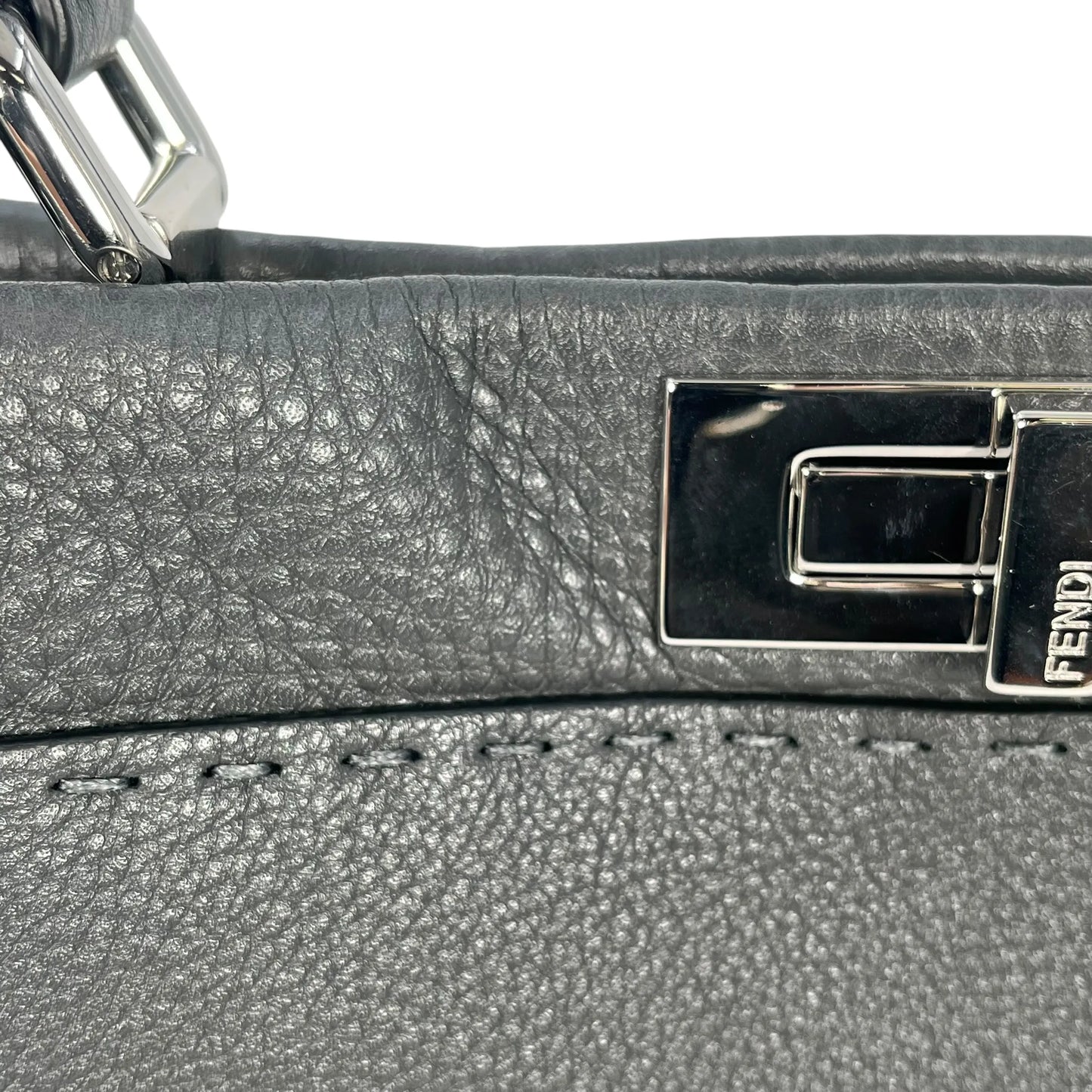 FENDI Peekaboo Leather Hand Bag Shoulder Bag - Gray