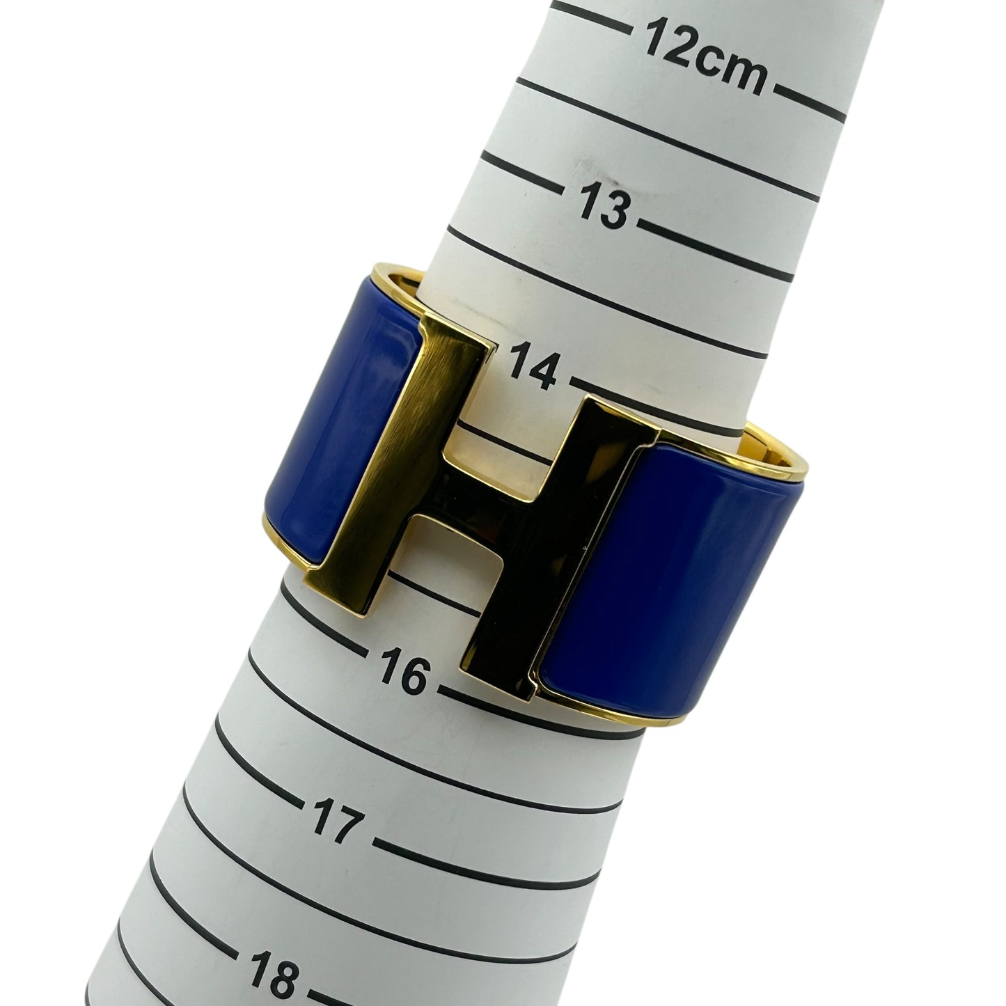 HERMES Clic Clac H Enamel Bracelet TGM Blue Gold