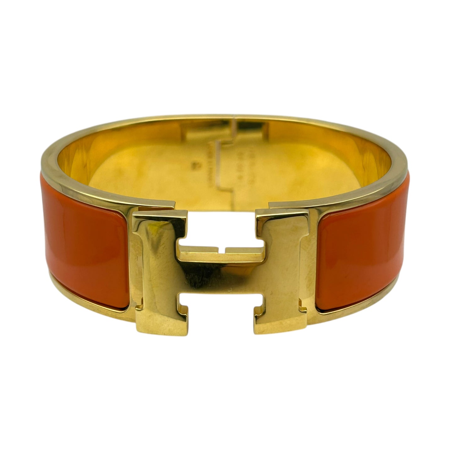 HERMES Clic Clac H Enamel Bracelet GM Orange