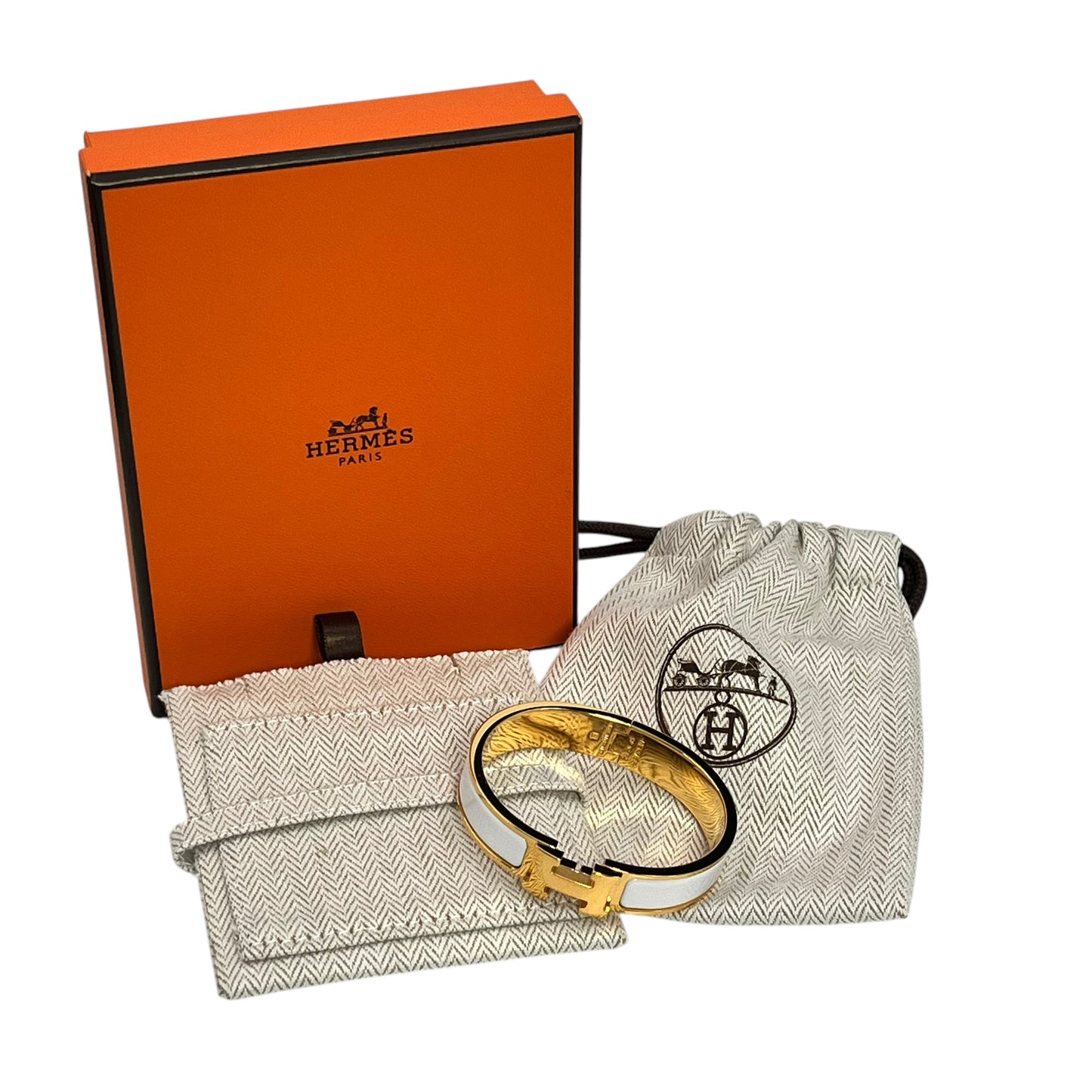 HERMES Clic H Enamel Bracelet White Gold