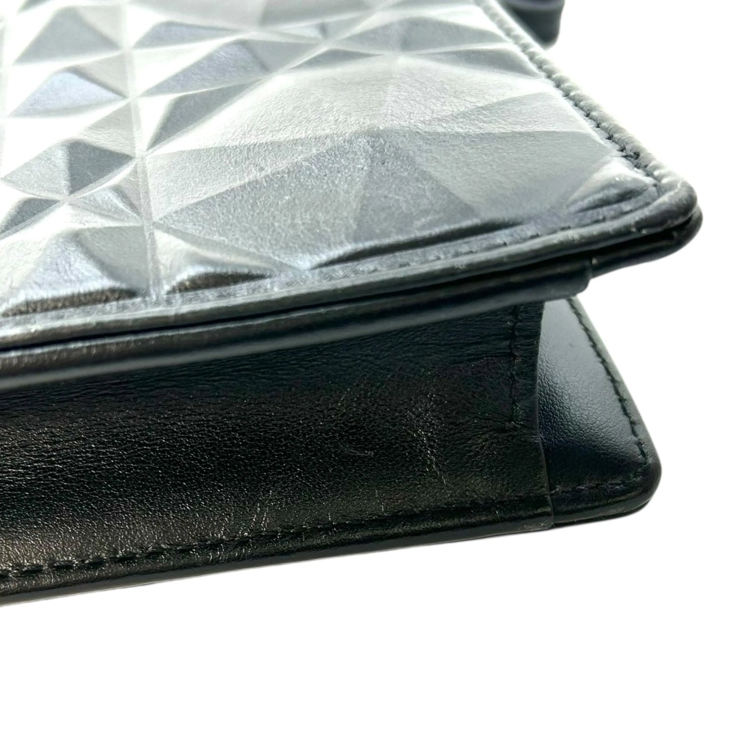 Dior Caro Diamond Calfskin Zipped Pouch With Chain Wallet Shoulder Bag - Black