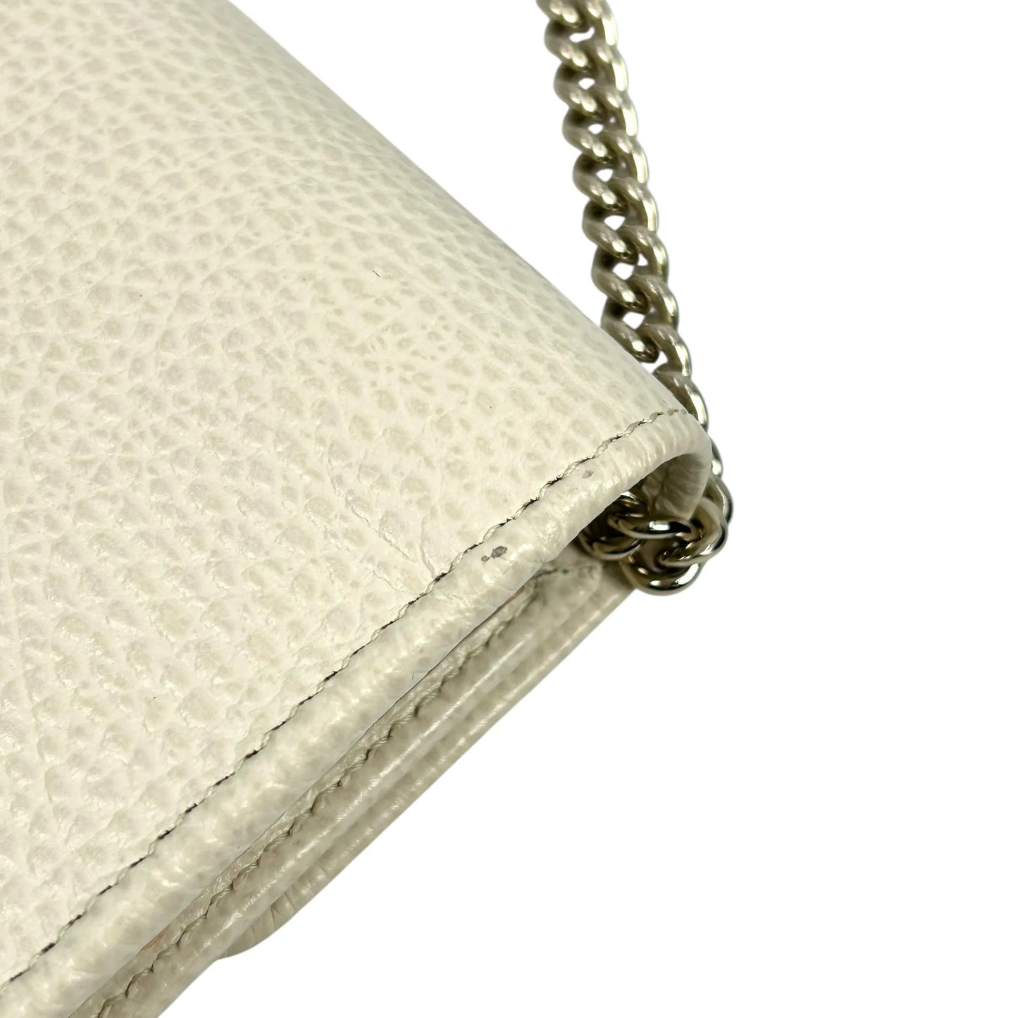 GUCCI Interrocking G Chain Wallet Shoulder Bag - Cream White
