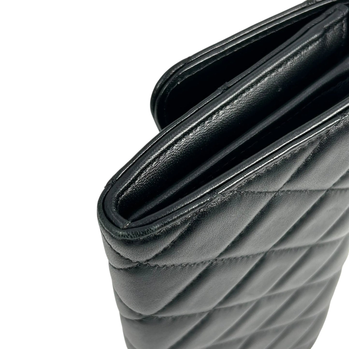CHANEL CC Logo Lambskin Long Wallet - Black