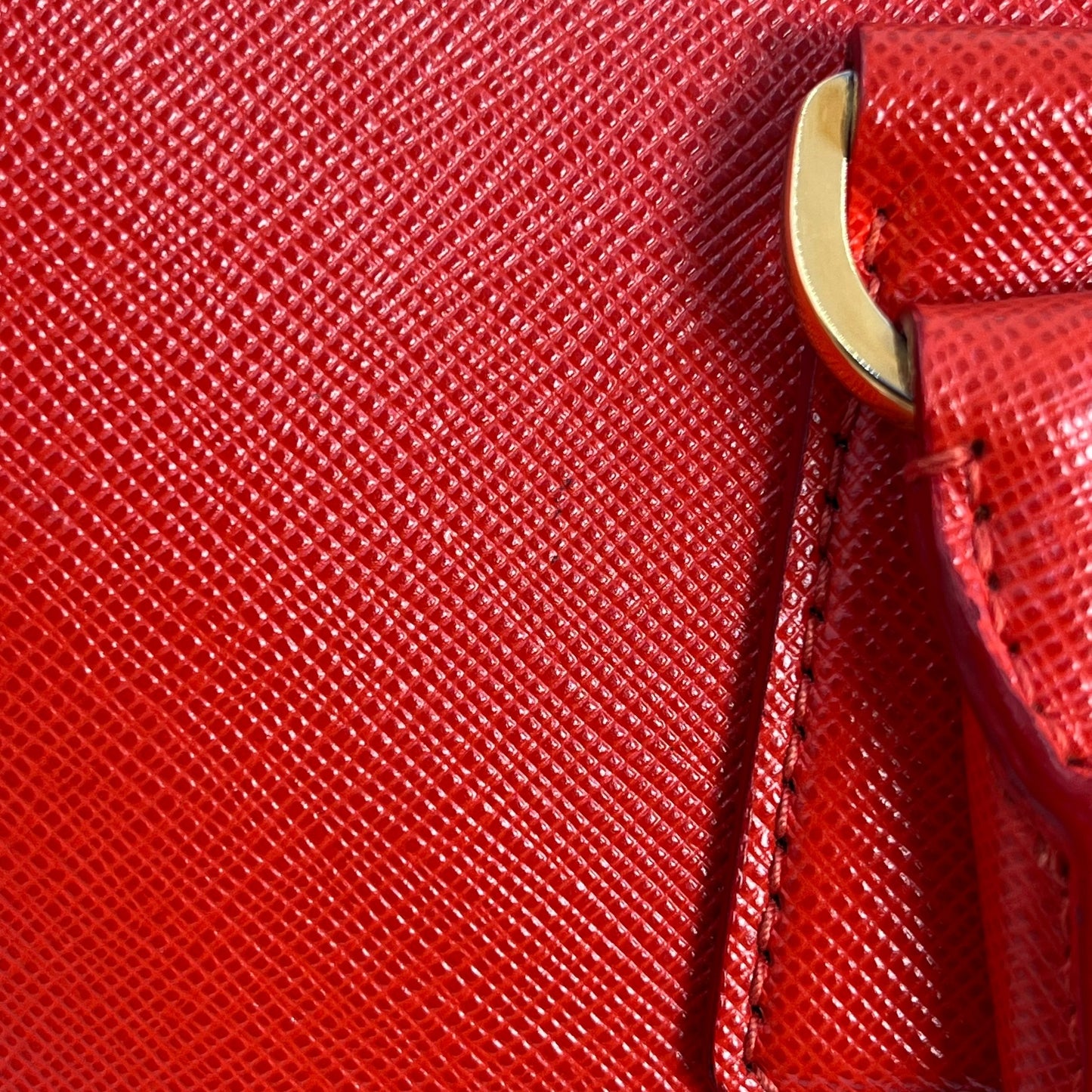 PRADA Galleria Saffiano Leather Hand Bag - Red