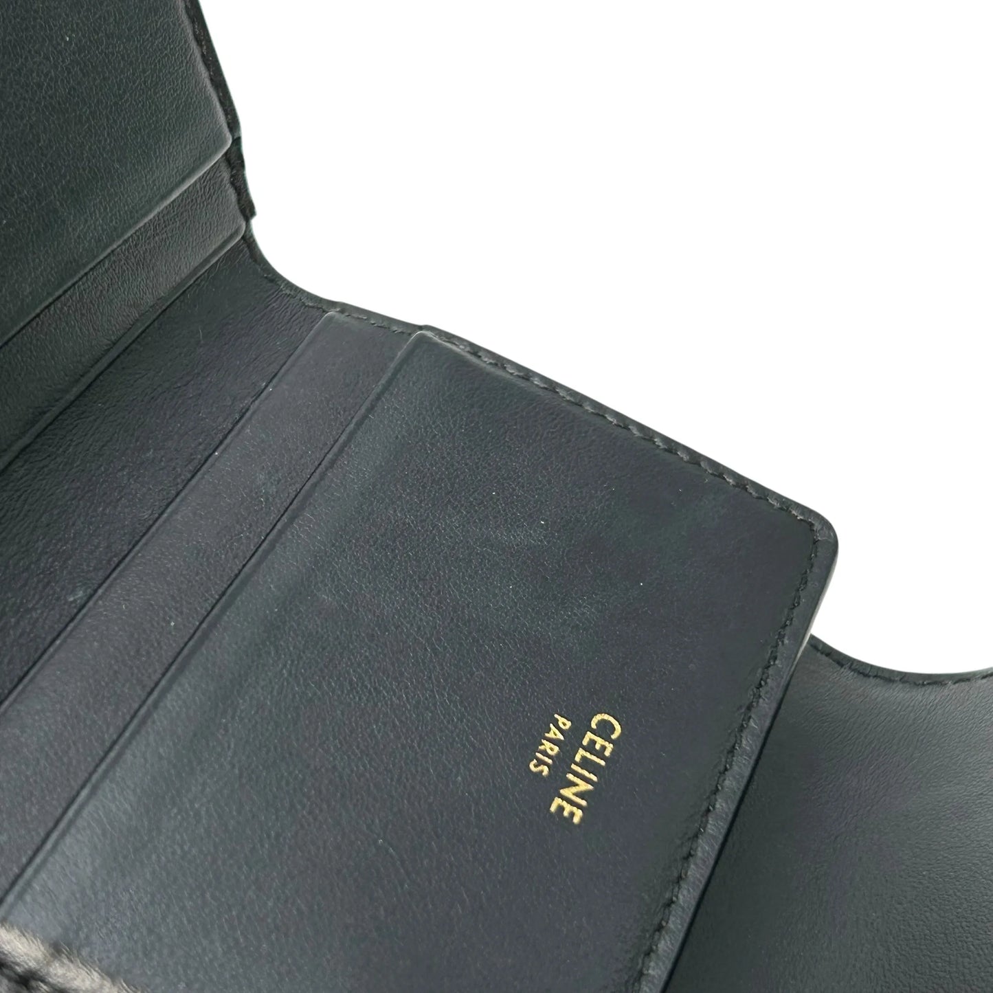 CELINE Compact Wallet With Coin Triomphe In Shiny Calfskin - Black