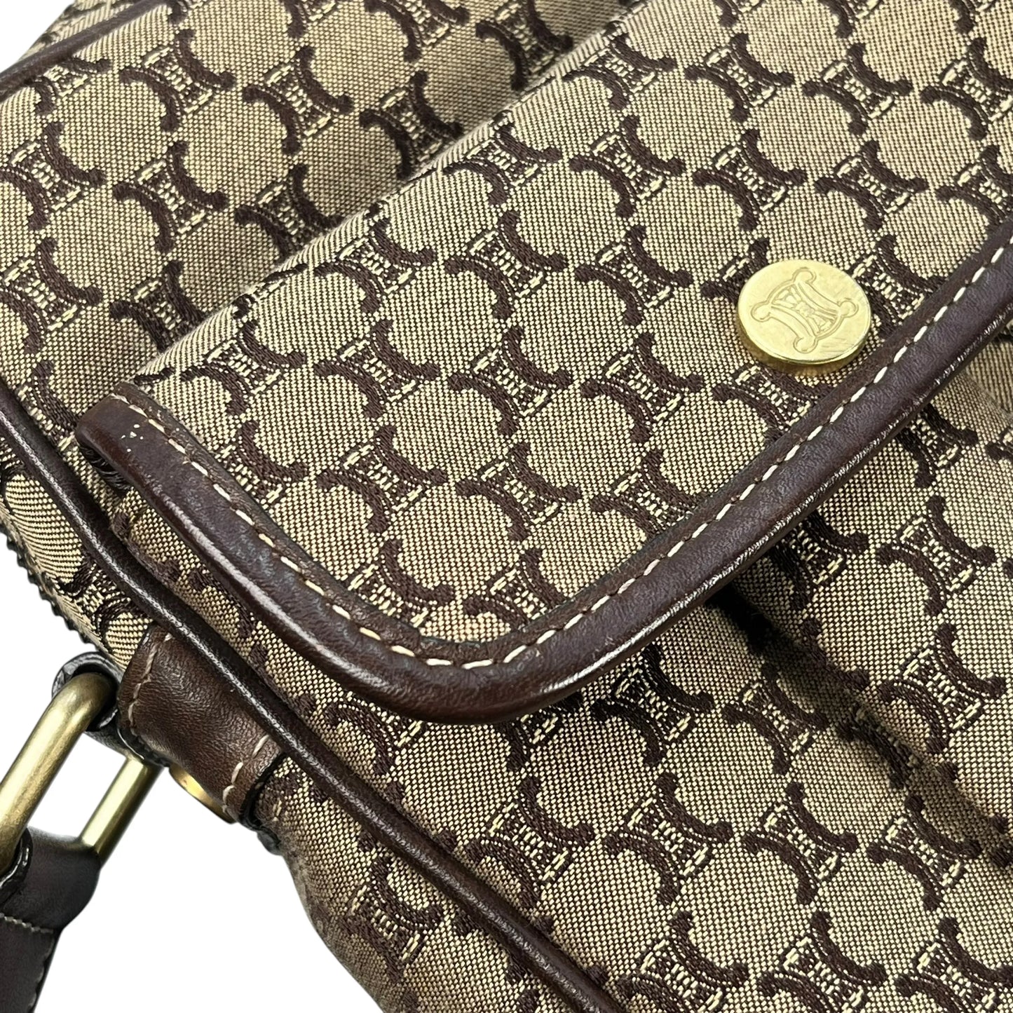 Celine Canvas Macadam Shoulder Bag - Brown