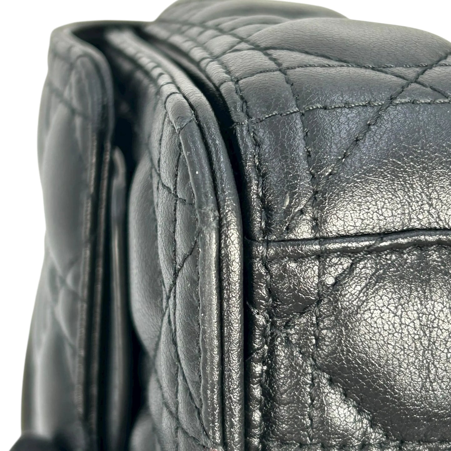 Christian Dior Jolie Top Handle Bag Calfskin Hand Bag Shoulder Bag - Black