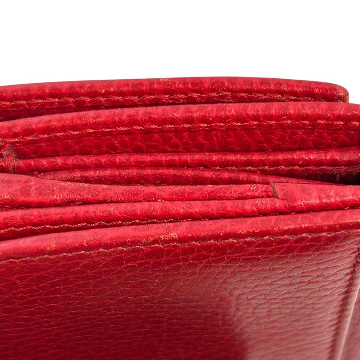 GUCCI GG Marmont Leather Trifold Compact Wallet - Red