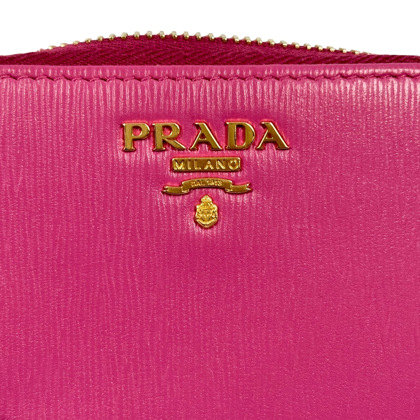 PRADA Round Zip Compact Wallet Coin Purse - Pink