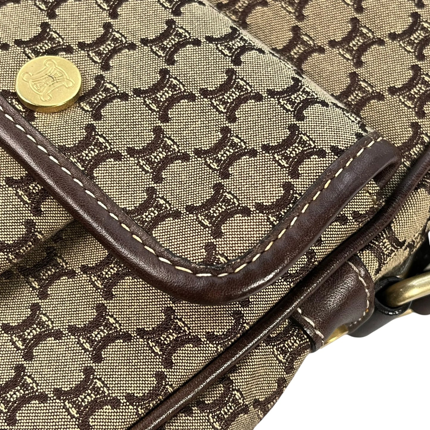 Celine Canvas Macadam Shoulder Bag - Brown