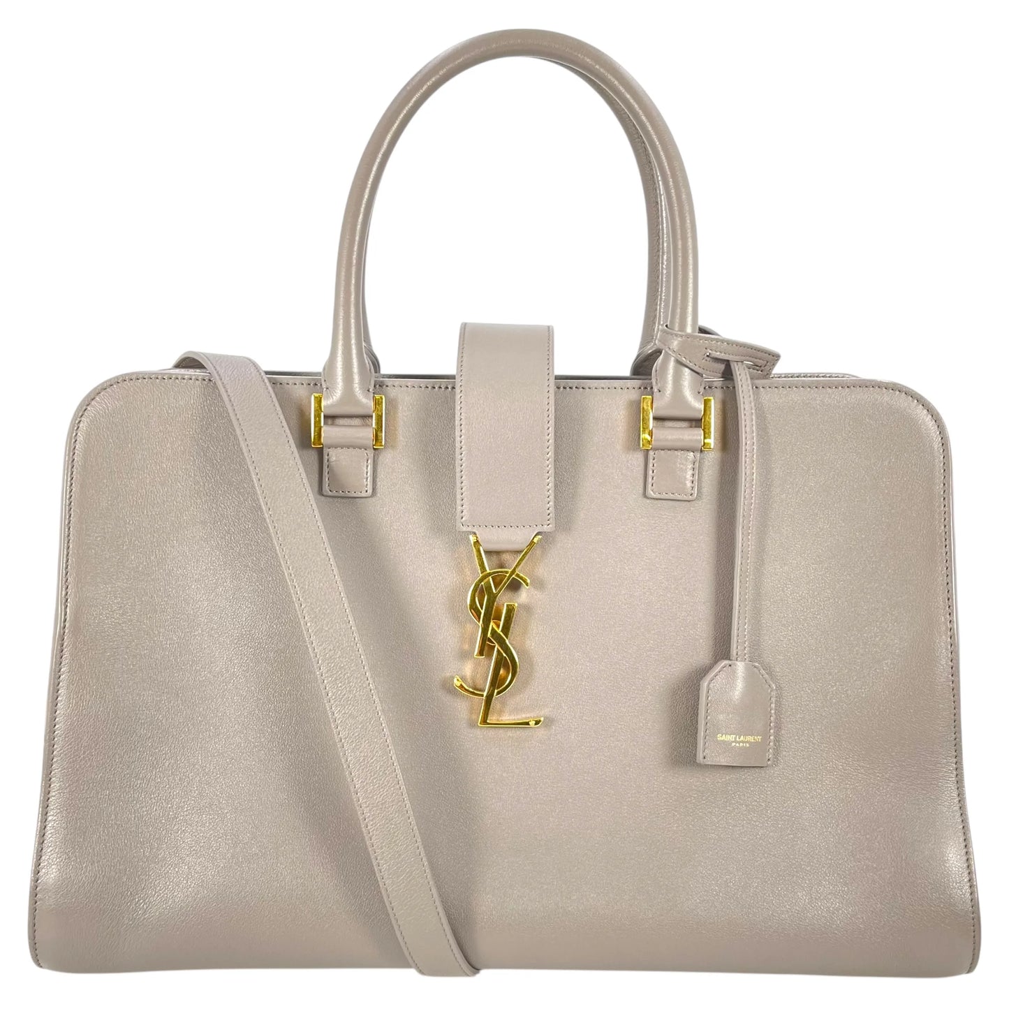 Saint Laurent Cabas Leather Hand Bag - Gray