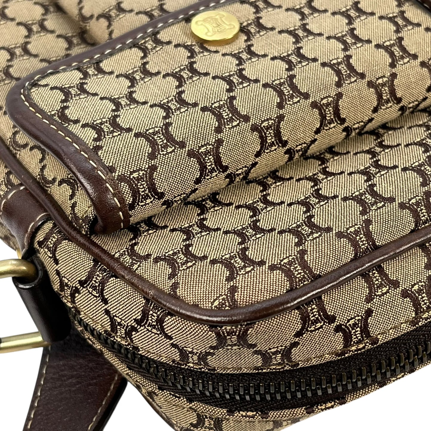 Celine Canvas Macadam Shoulder Bag - Brown
