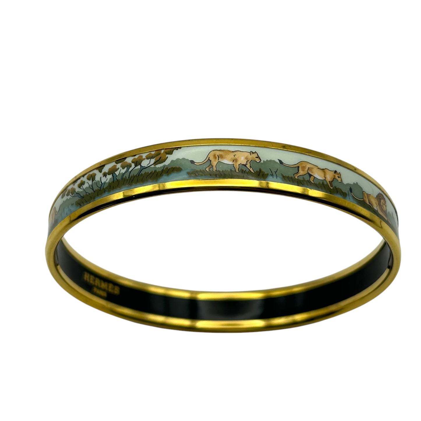 HERMES Enamel Bangle Multi Color Gold