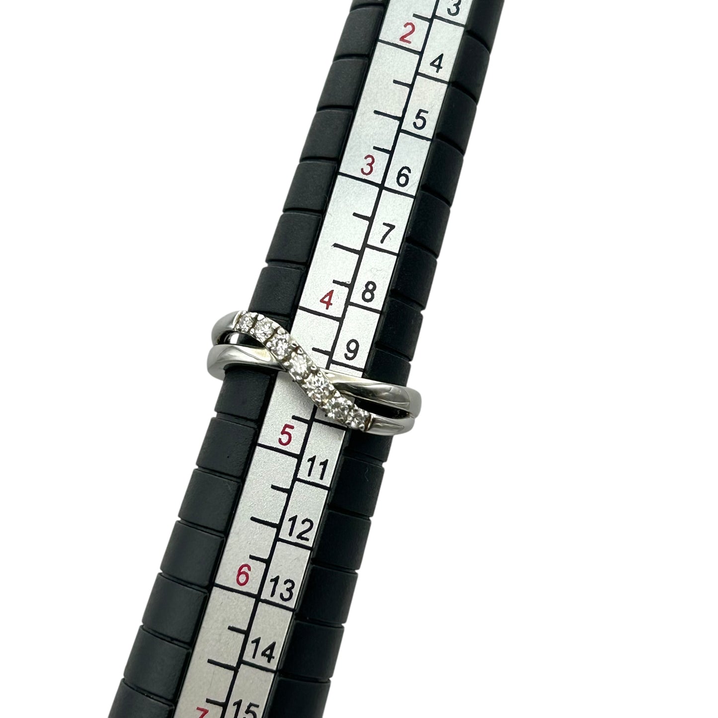 4°C Pt950 Diamond Ring Cross Wave Ring Jewelry