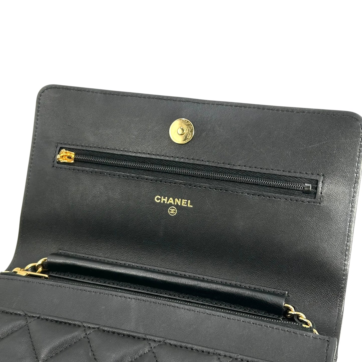 CHANEL Materasse Lambskin Chain Wallet Shoulder Bag - Black