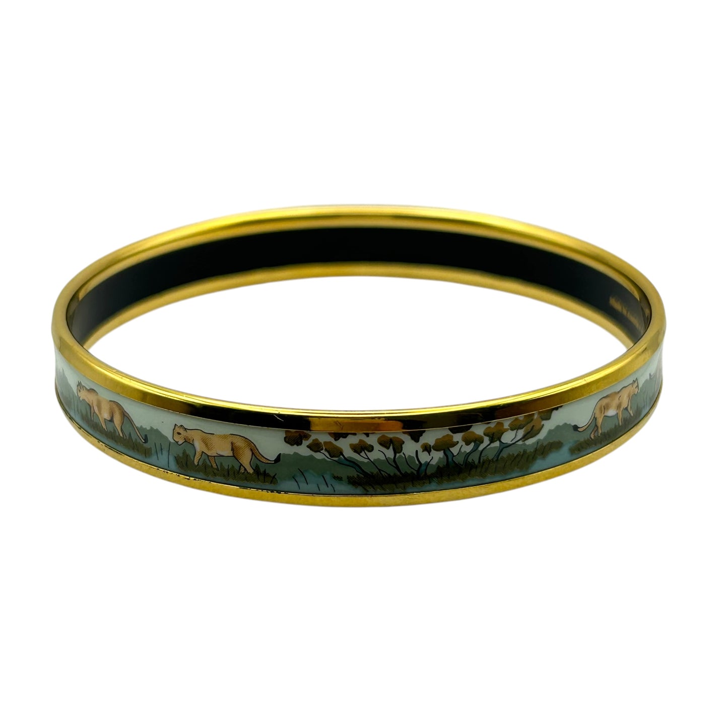 HERMES Enamel Bangle Multi Color Gold