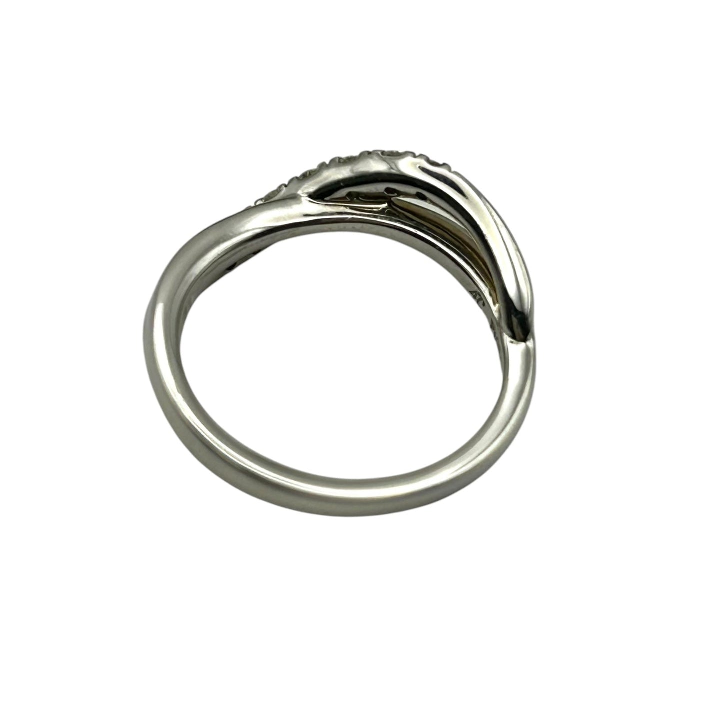 4°C Pt950 Diamond Ring Cross Wave Ring Jewelry