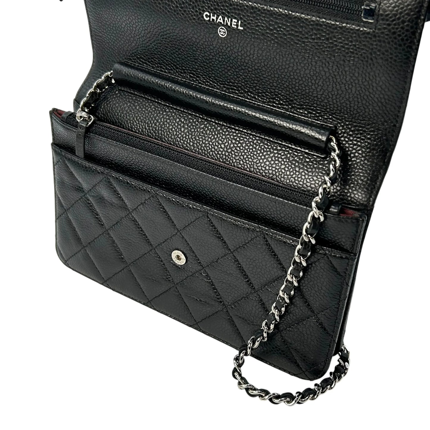CHANEL Materasse Caviarskin Chain Wallet - Black - 34883