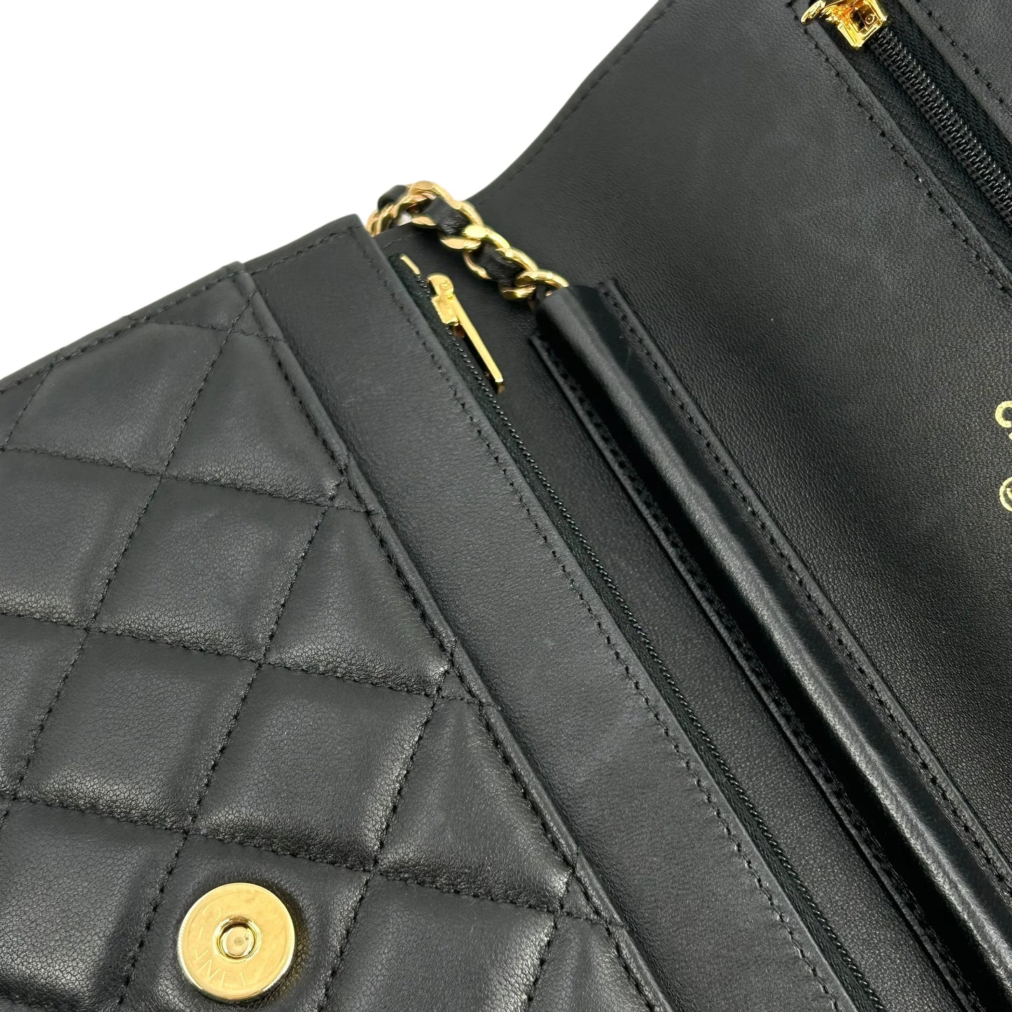 CHANEL Materasse Lambskin Chain Wallet Shoulder Bag - Black