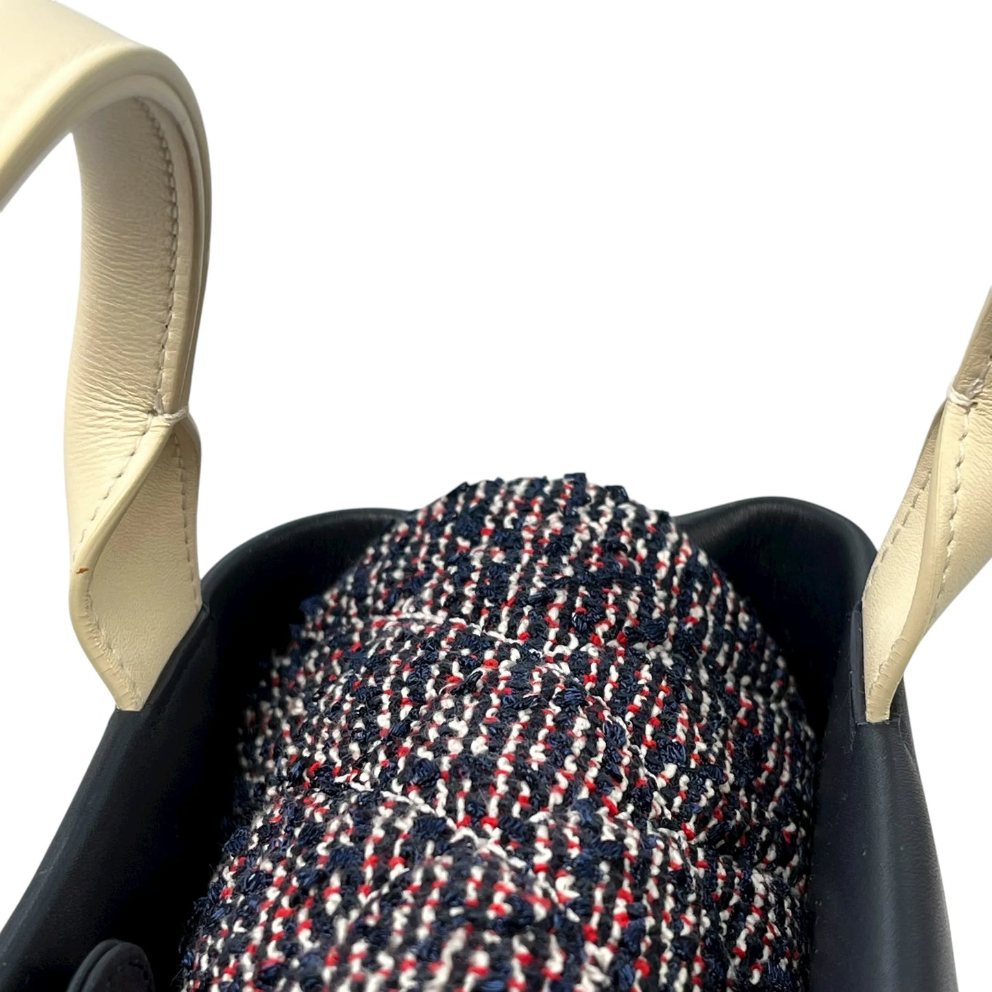 CHANEL Matelasse Tweed and Quilted Aged Calfskin Medium Hand Bag Chain Shoulder Bag - Navy