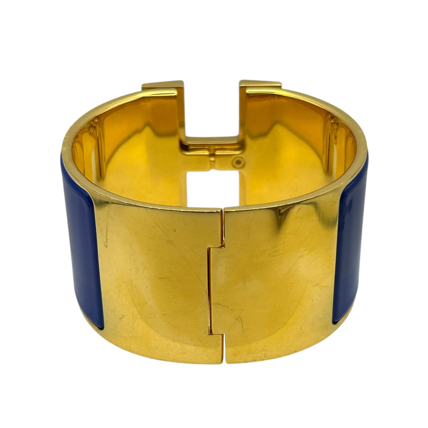 HERMES Clic Clac H Enamel Bracelet TGM Blue Gold