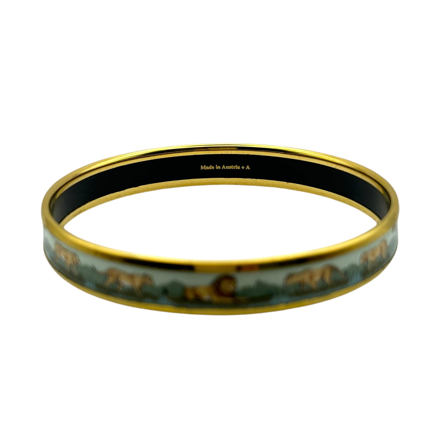 HERMES Enamel Bangle Multi Color Gold