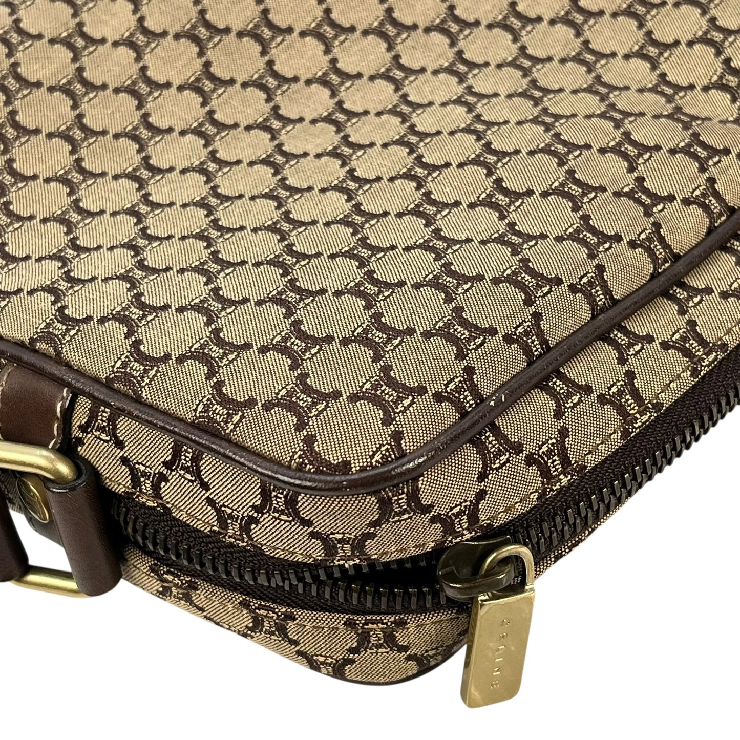 Celine Canvas Macadam Shoulder Bag - Brown