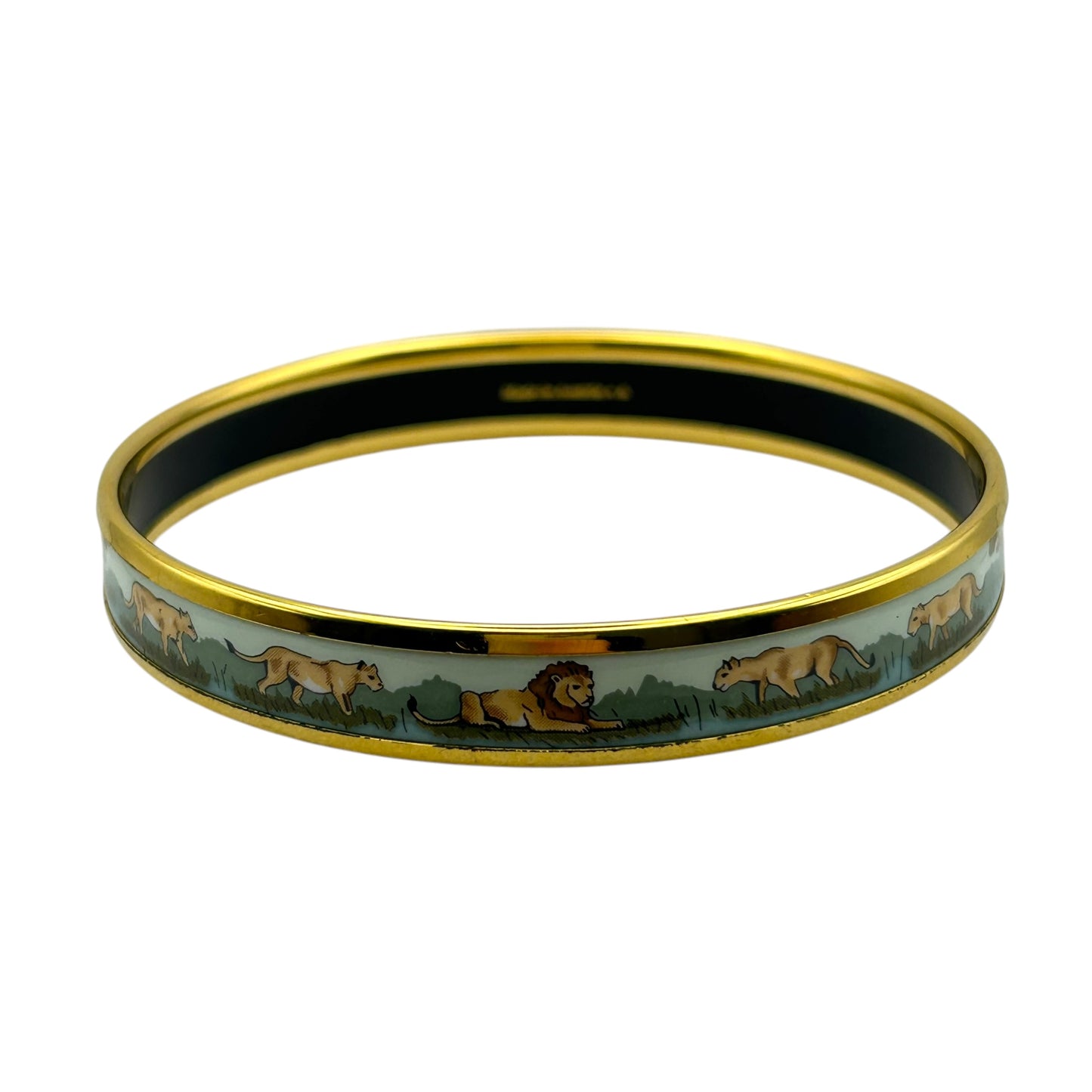 HERMES Enamel Bangle Multi Color Gold