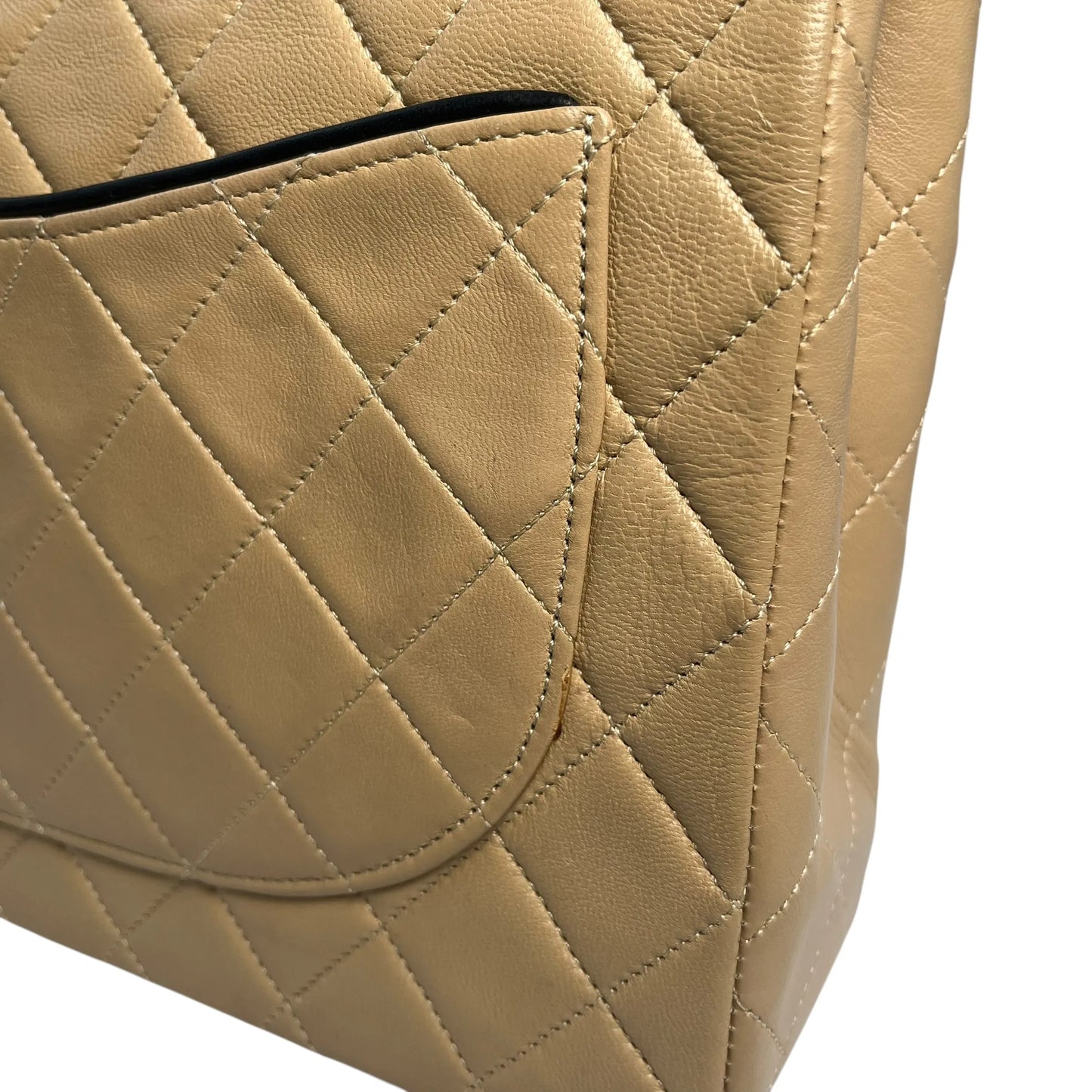 CHANEL 2.55 East West Matelasse Chain Shoulder Bag - Beige