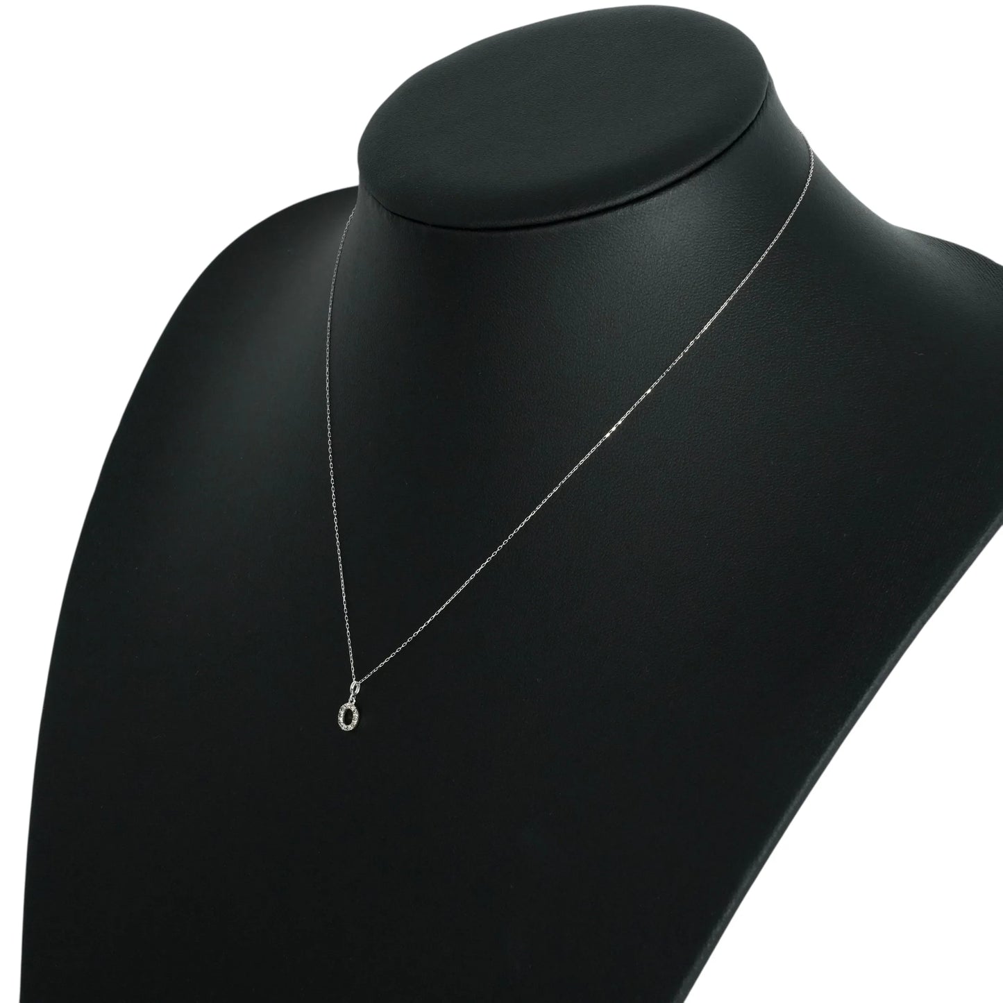 K18 White Gold Oval Diamond Necklace
