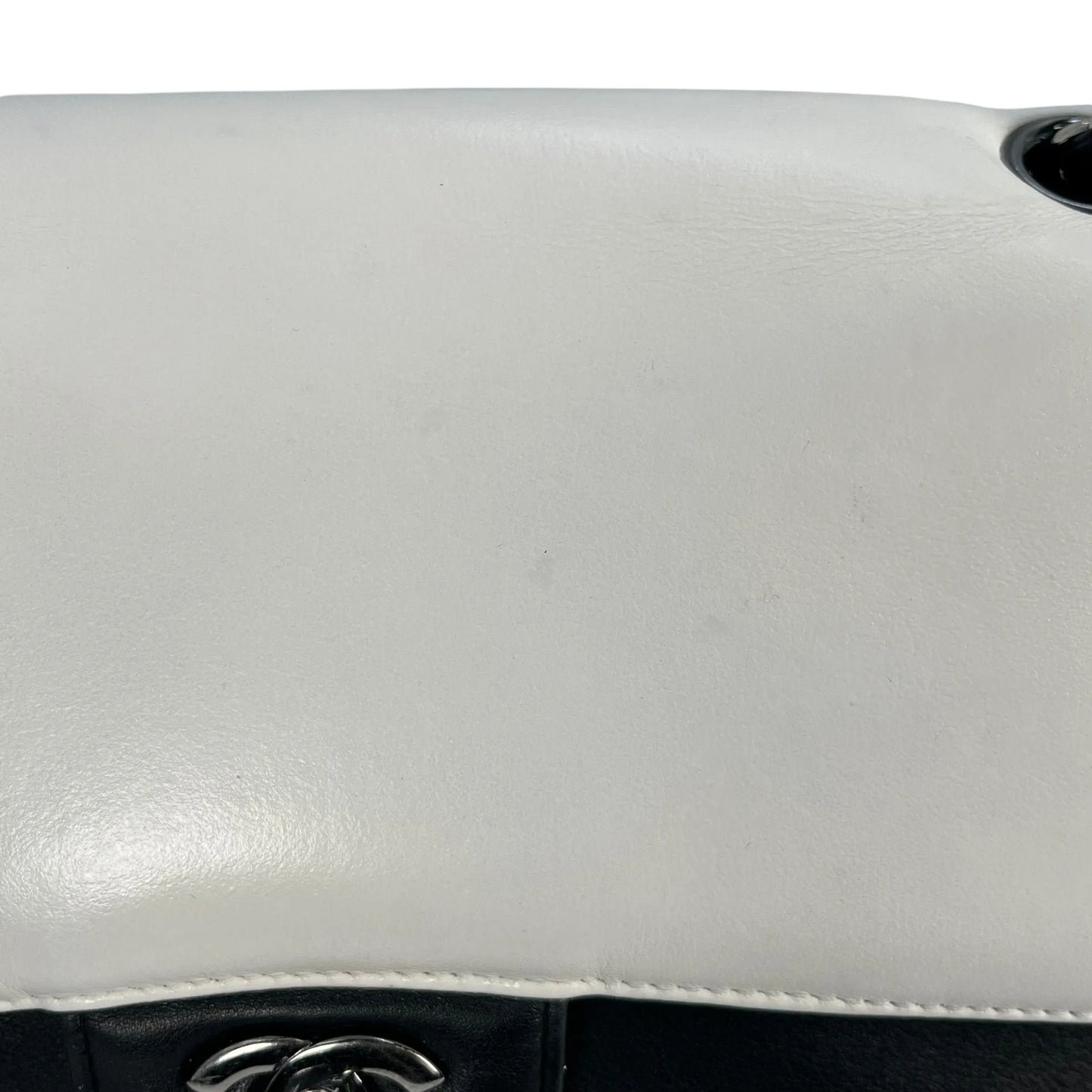 CHANEL Double Flap Bag Calf Chain Shoulder Bag - Black / White