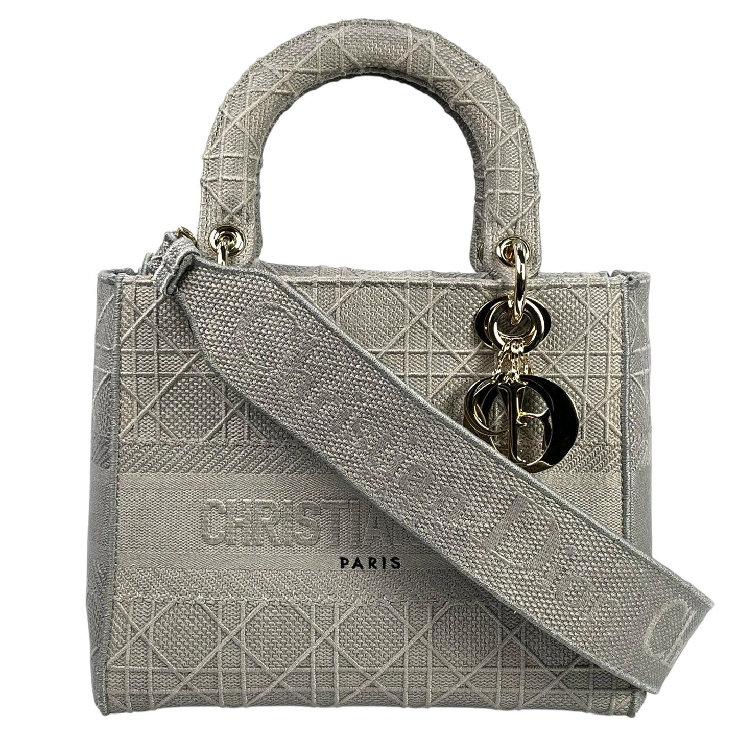 Christian Dior Lady Dior D Lite Hand Bag Shoulder Bag - Gray