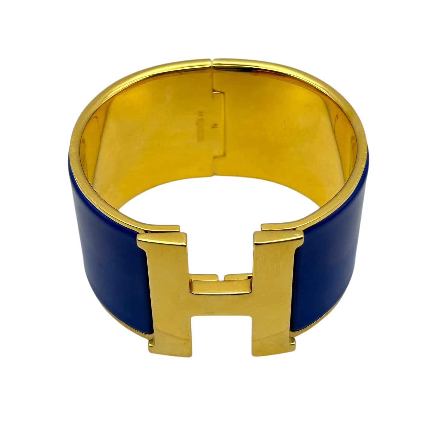 HERMES Clic Clac H Enamel Bracelet TGM Blue Gold