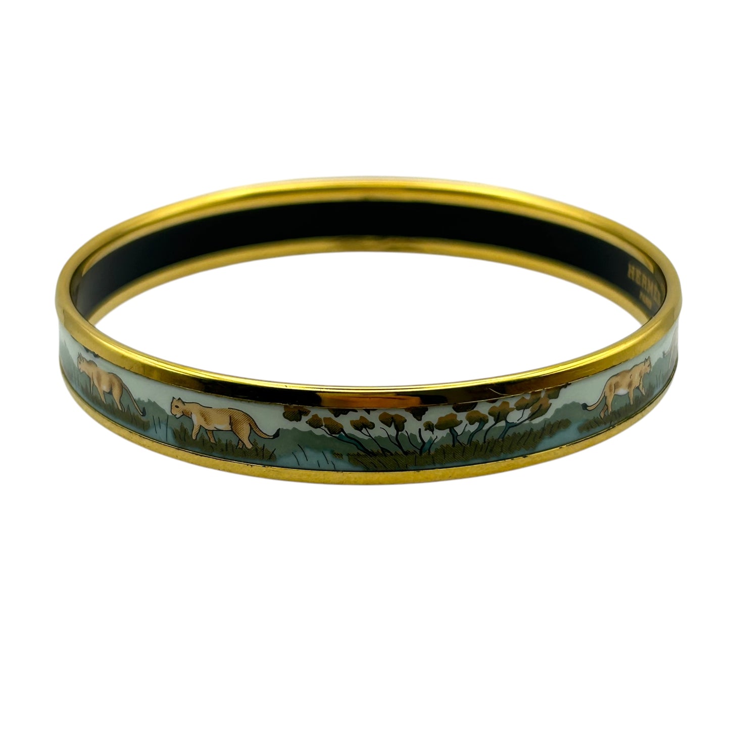 HERMES Enamel Bangle Multi Color Gold