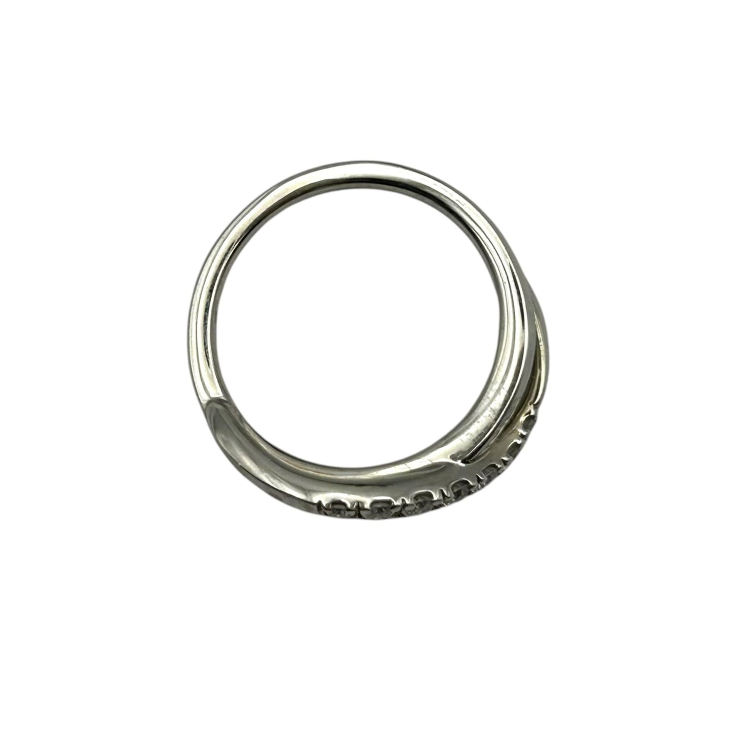 4°C Pt950 Diamond Ring Cross Wave Ring Jewelry