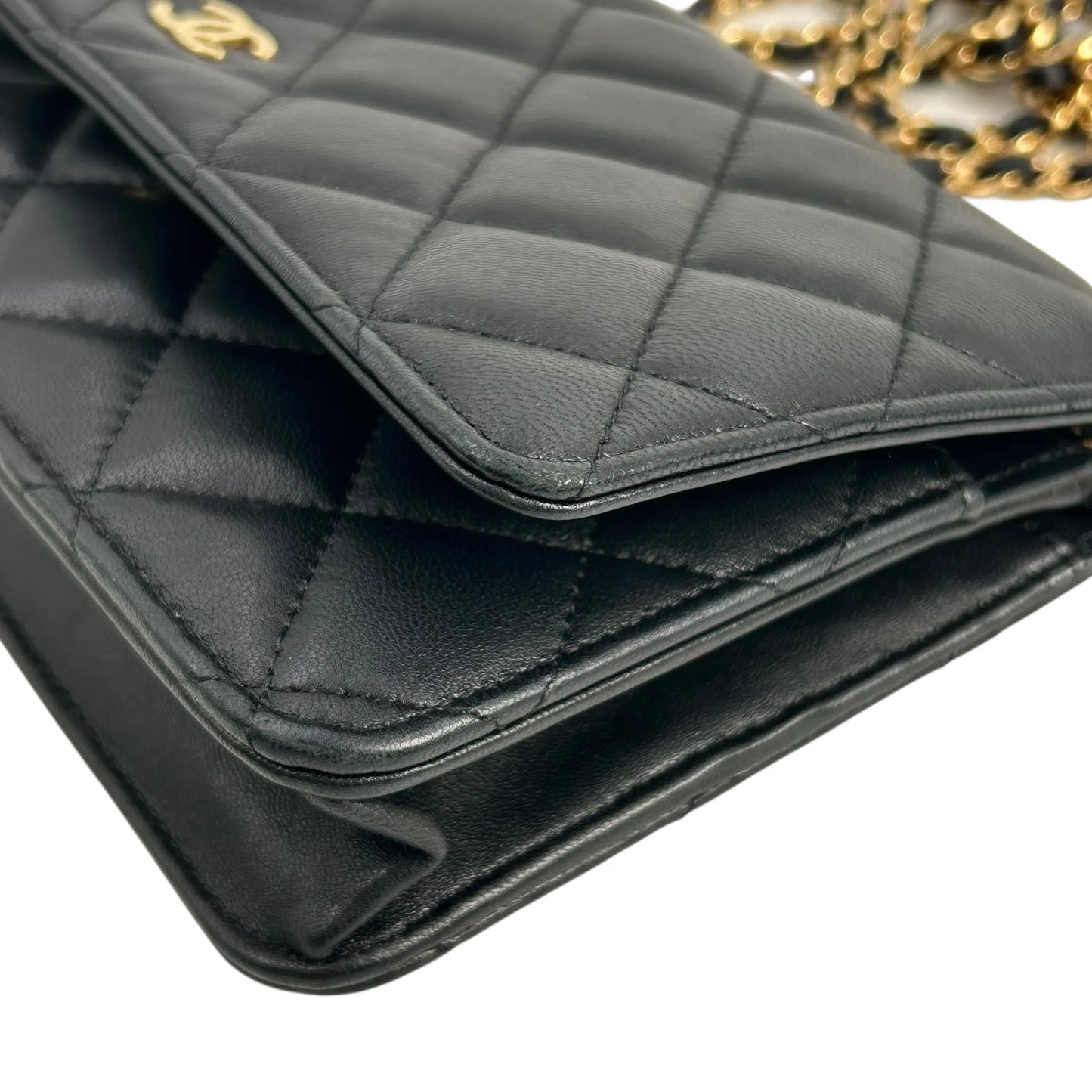 CHANEL Materasse Lambskin Chain Wallet Shoulder Bag - Black