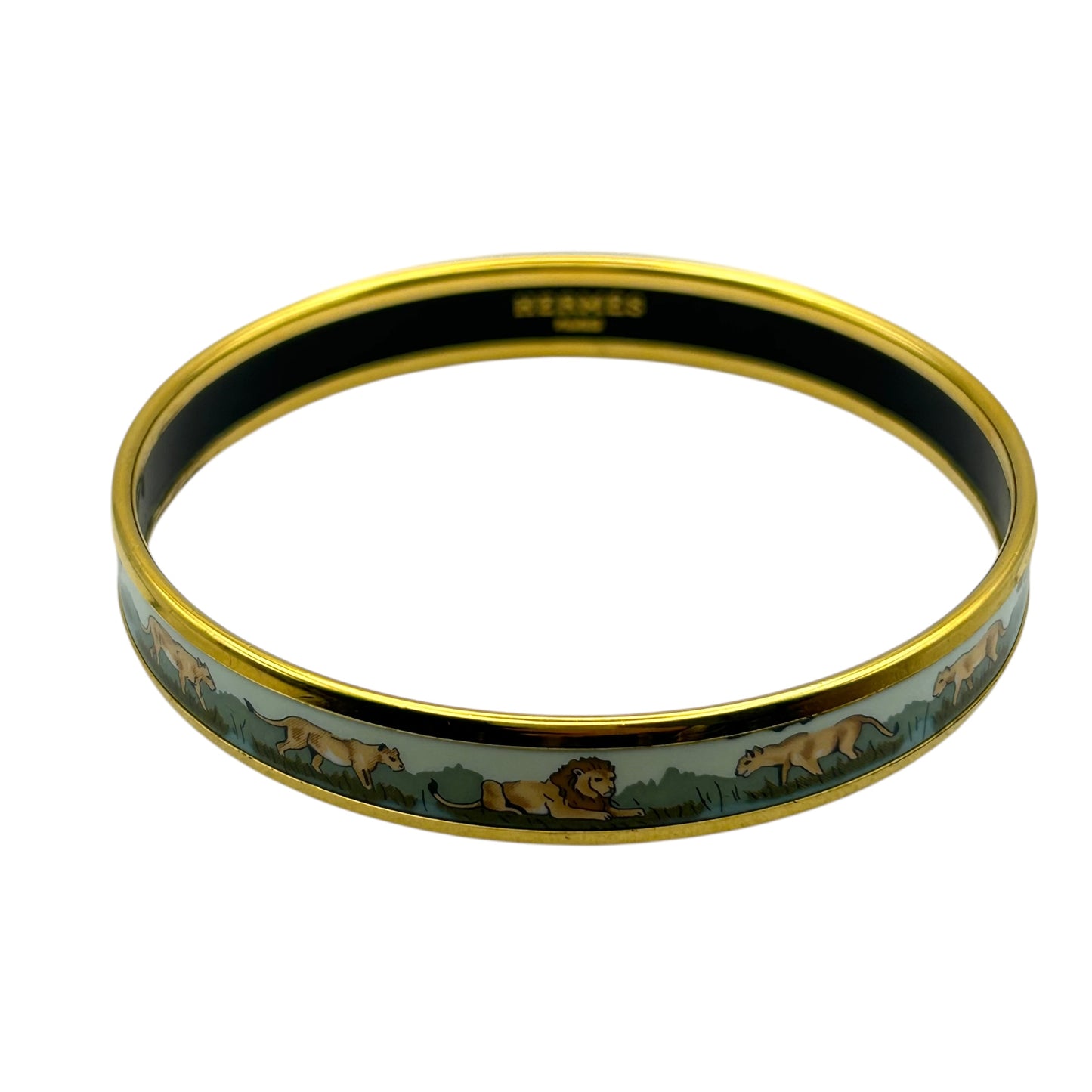 HERMES Enamel Bangle Multi Color Gold