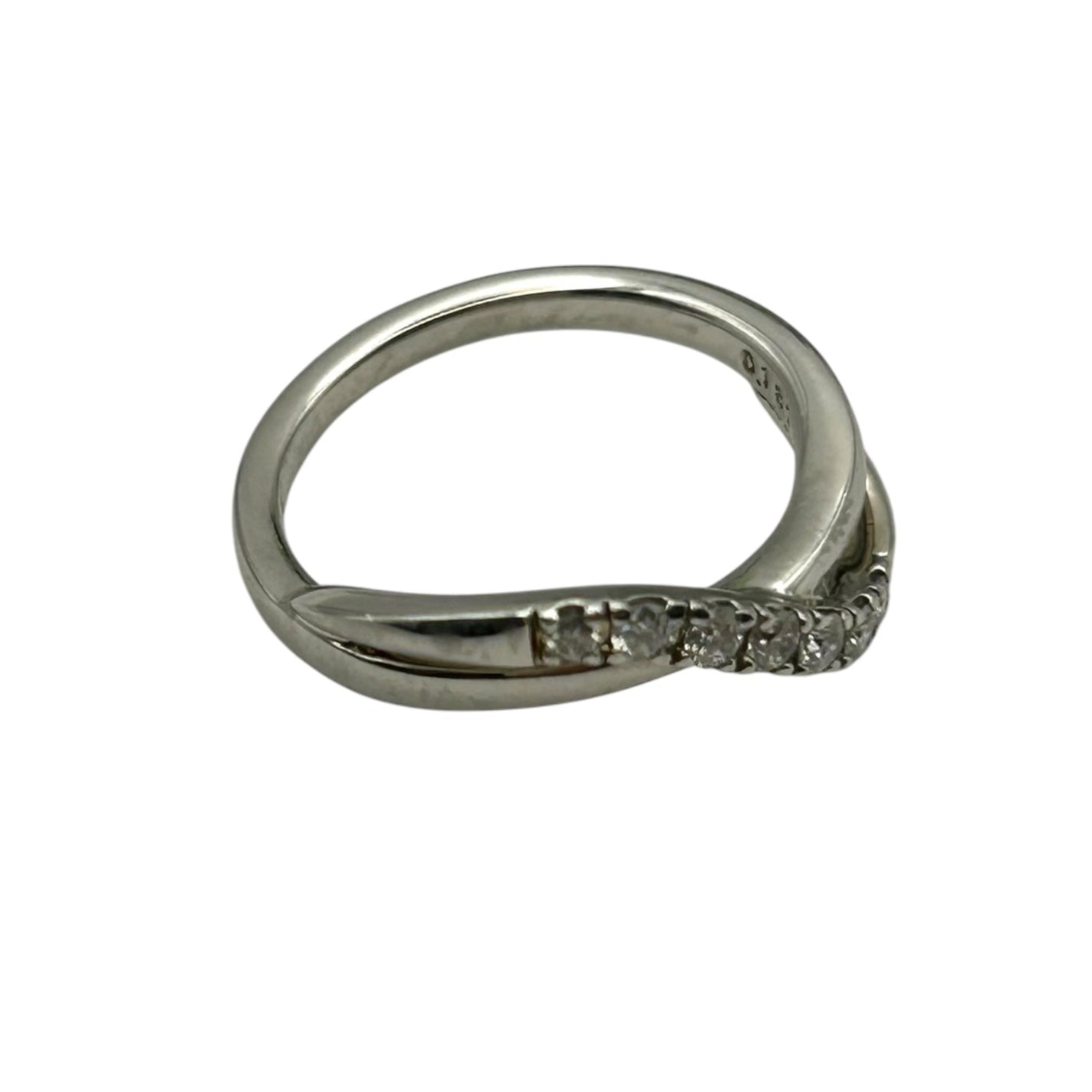 4°C Pt950 Diamond Ring Cross Wave Ring Jewelry